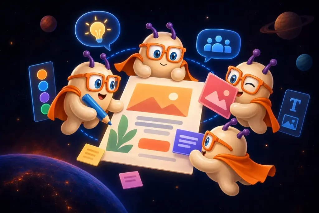Samenwerken aan een flyerontwerp binnen een team